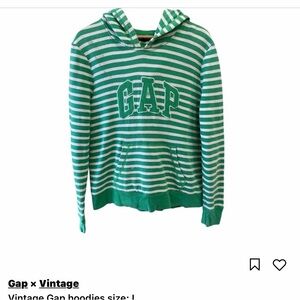 GAP Green and White Striped Hoodie
